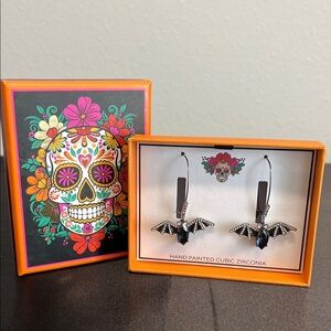 🦇 Black Bat Earrings w/ Cubic Zirconia